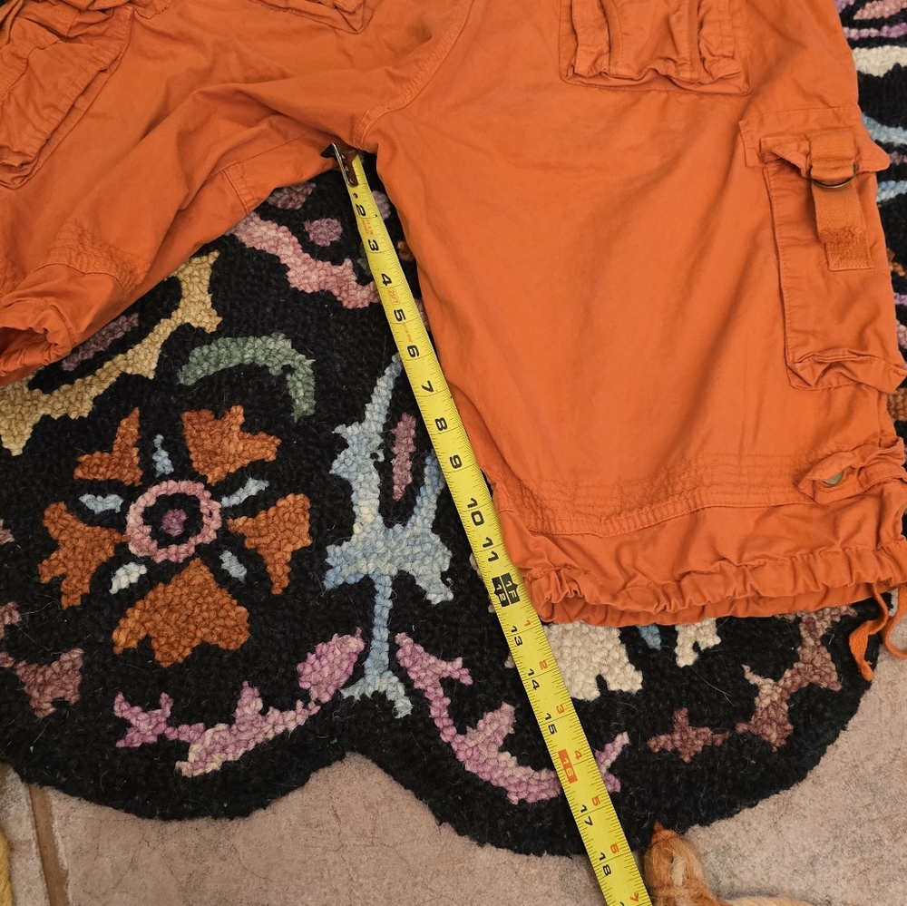 🔥🔥Y2K Bespoke Men’s Orange Cargo Shorts🔥🔥 SIZE 34 - Picture 7 of 8